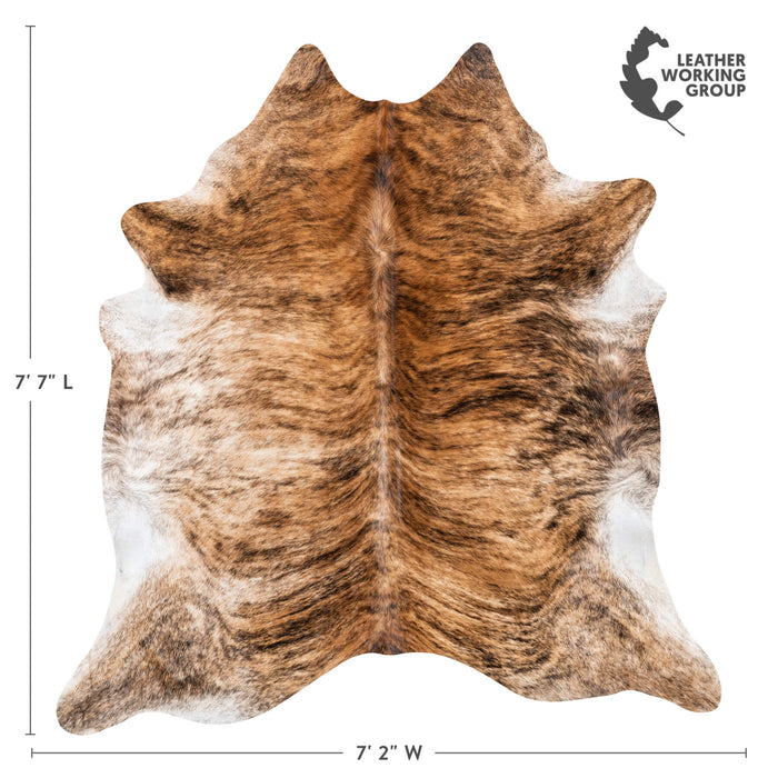 Brazilian Brindle Cowhide Rug Size 7'7" L x 7'2" W 7970