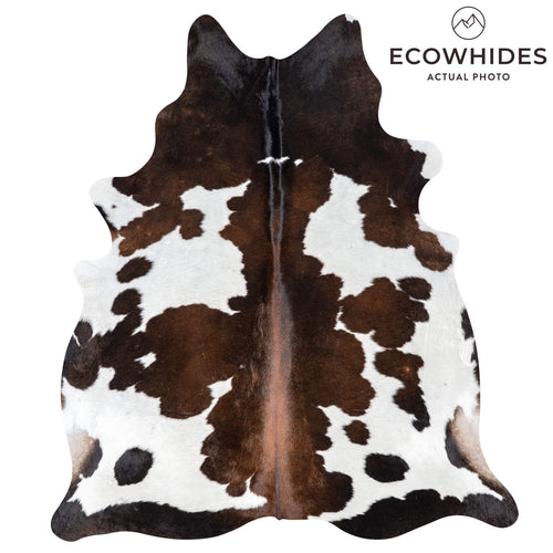 Brazilian Chocolate and White Cowhide Rug Size 7'1" L x 6'0" W 8059
