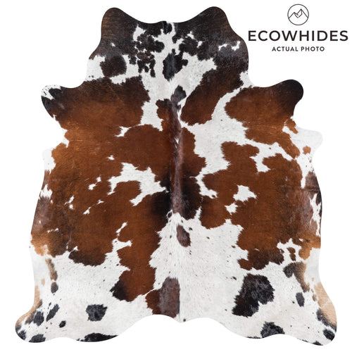 Brazilian Chocolate and White Cowhide Rug Size 6'3" L x 5'11" W 8061