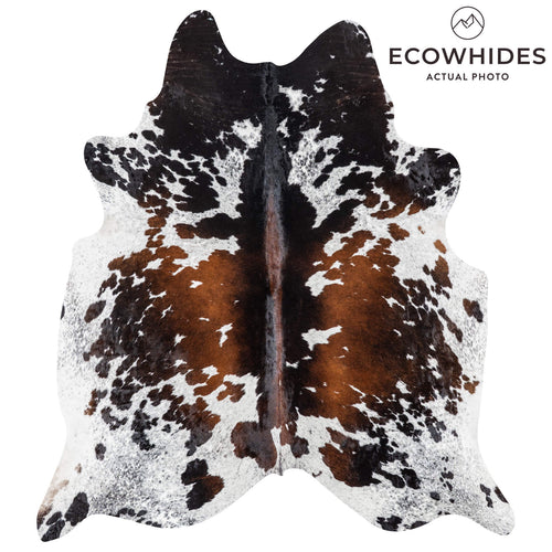 Brazilian Chocolate and White Cowhide Rug Size 6'10" L x 6'1" W 8063