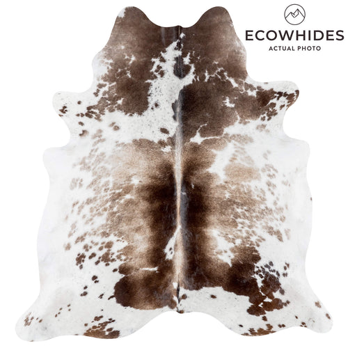 Brazilian Chocolate and White Cowhide Rug Size 7'1" L x 6'7" W 8071