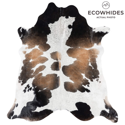 Brazilian Chocolate and White Cowhide Rug Size 7'5" L x 6'11" W 8072