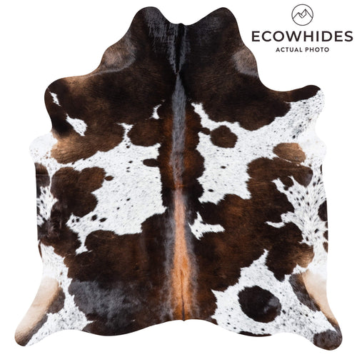 Brazilian Chocolate and White Cowhide Rug Size 6'8" L x 6'3" W 8073