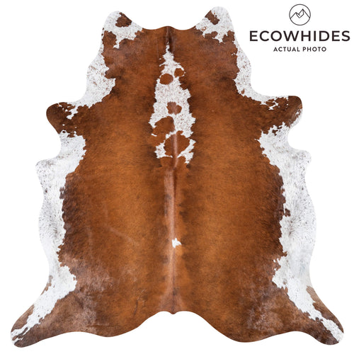 Brazilian Chocolate and White Cowhide Rug Size 7'3" L x 6'10" W 8080