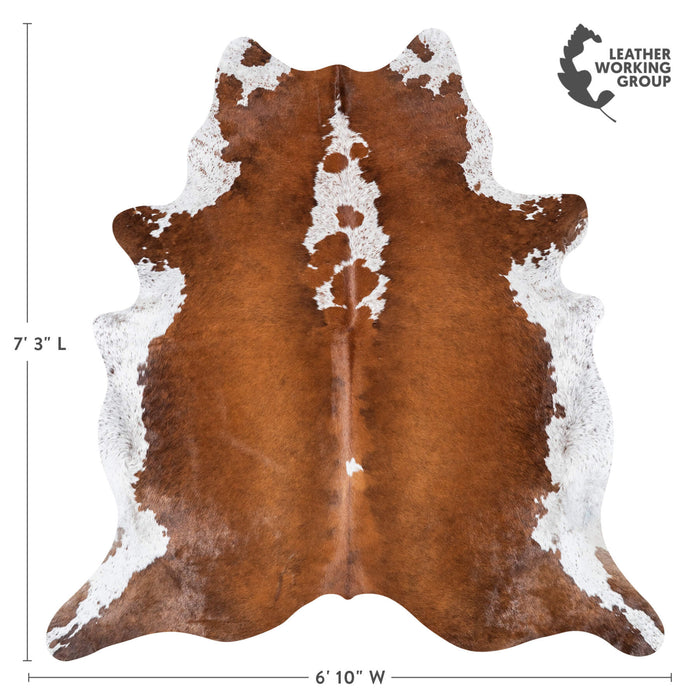 Brazilian Chocolate and White Cowhide Rug Size 7'3" L x 6'10" W 8080