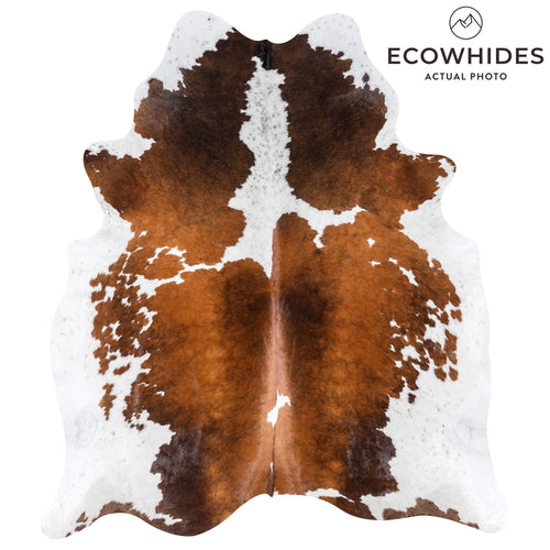 Brazilian Chocolate and White Cowhide Rug Size 6'10" L x 6'0" W 8081
