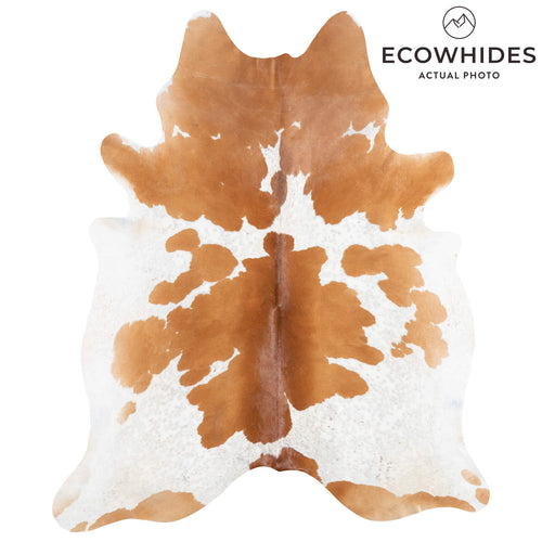 Brazilian Brown and White Cowhide Rug Size 7'10" L x 6'7" W 8306