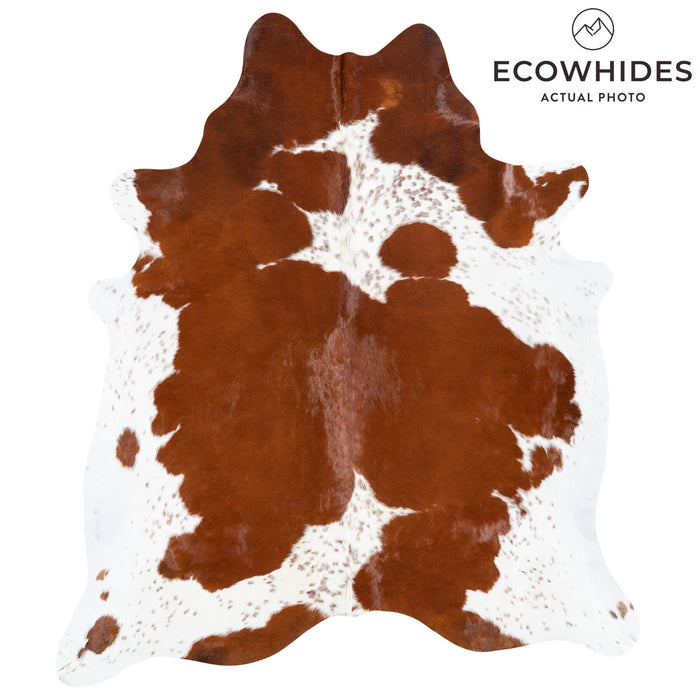 Brazilian Brown and White Cowhide Rug Size 7'8" L x 6'7" W 8311
