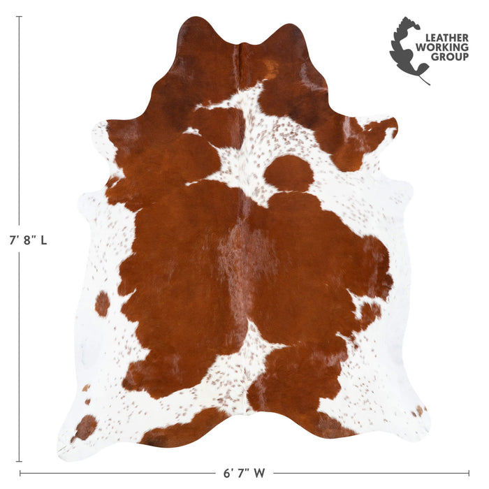 Brazilian Brown and White Cowhide Rug Size 7'8" L x 6'7" W 8311