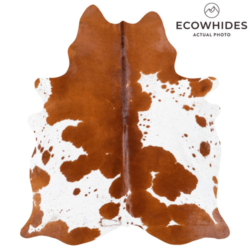 Brazilian Brown and White Cowhide Rug Size 7'3" L x 6'4" W 8315