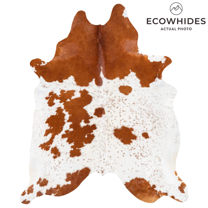 Brazilian Brown and White Cowhide Rug Size 7'8" L x 6'6" W 8316
