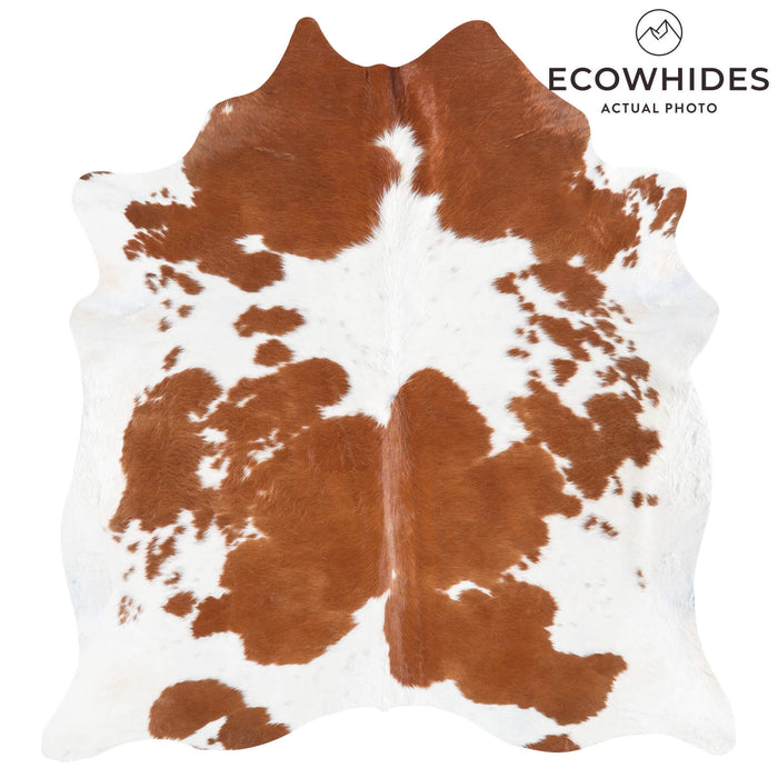 Brazilian Brown and White Cowhide Rug Size 6'9" L x 6'5" W 8317