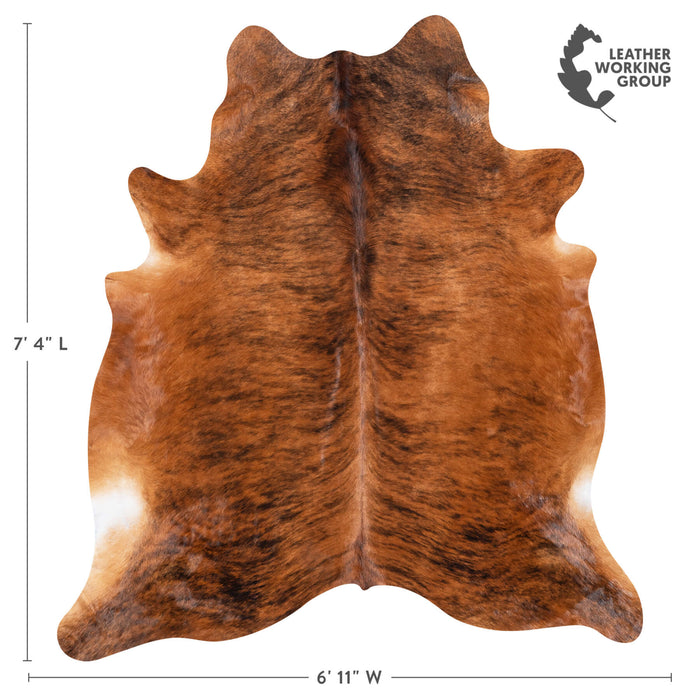 Brazilian Brindle Cowhide Rug Size 7'4" L x 6'11" W 8323