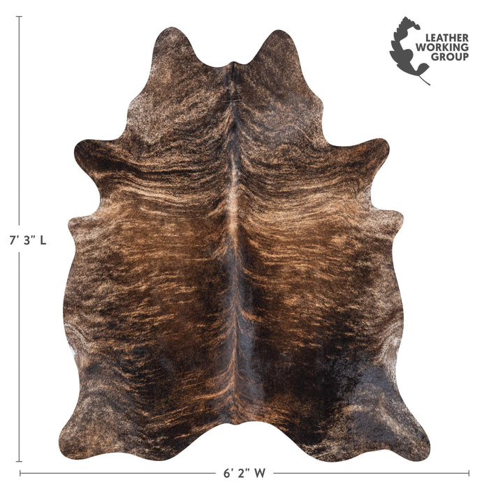 Brazilian Brindle Cowhide Rug Size 7'3" L x 6'2" W 8340