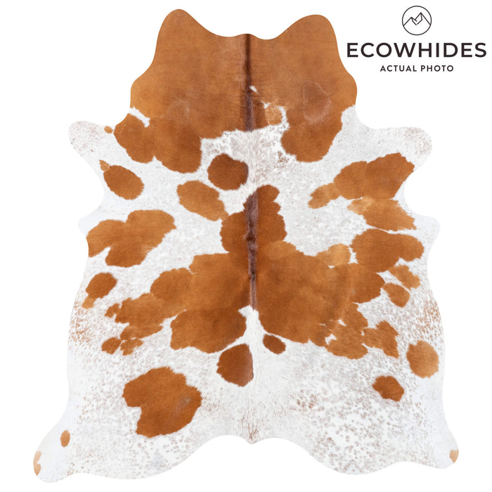 Brazilian Brown and White Cowhide Rug Size 7'1" L x 6'4" W 8353