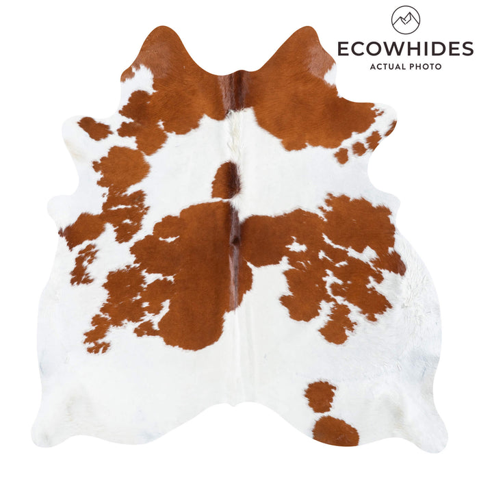 Brazilian Brown and White Cowhide Rug Size 6'10" L x 6'8" W 8354