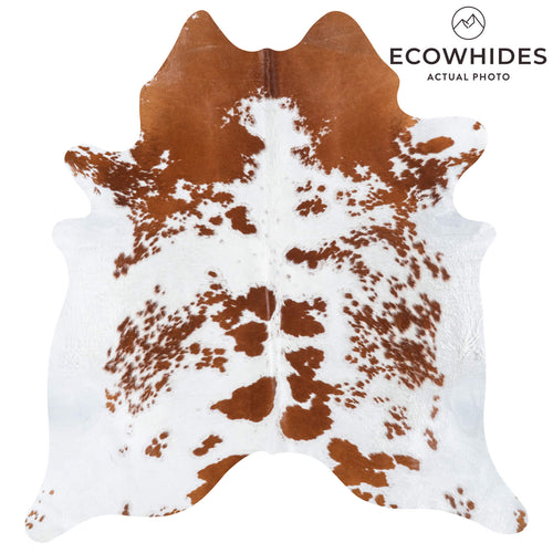 Brazilian Brown and White Cowhide Rug Size 7'2" L x 6'10" W 8357