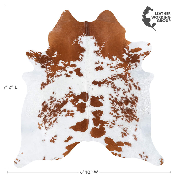 Brazilian Brown and White Cowhide Rug Size 7'2" L x 6'10" W 8357
