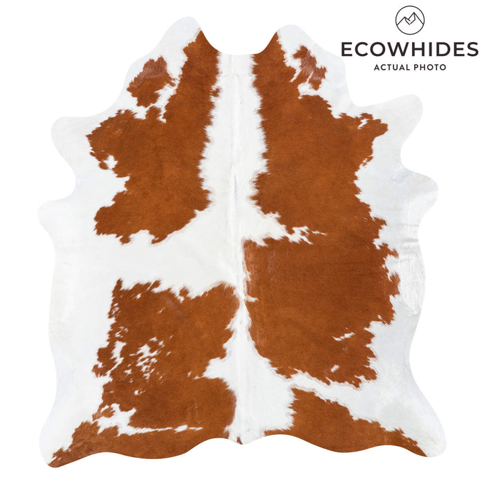 Brazilian Brown and White Cowhide Rug Size 6'3" L x 5'8" W 8361