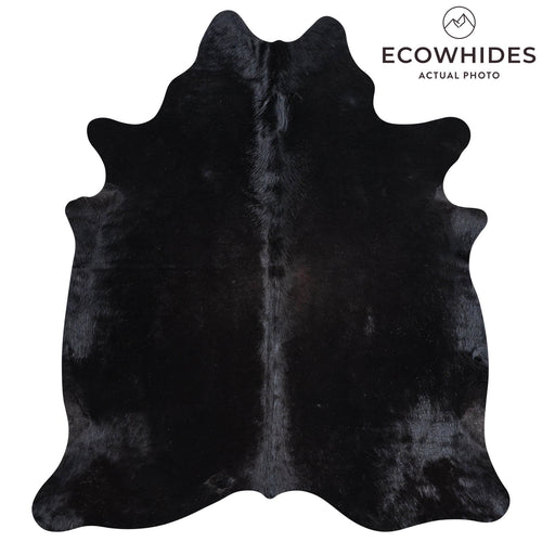 Brazilian Solid Black Cowhide Rug Size 6'6" L x 5'11" W 8405