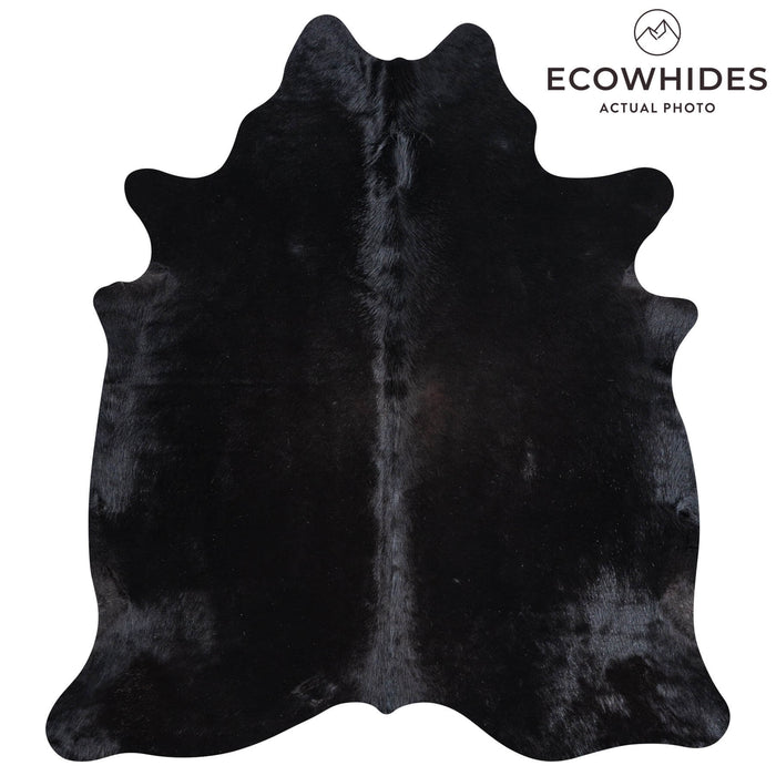 Brazilian Solid Black Cowhide Rug Size 6'6" L x 5'11" W 8405