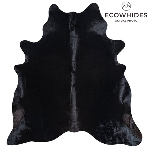Brazilian Solid Black Cowhide Rug Size 7'2" L x 6'9" W 8407