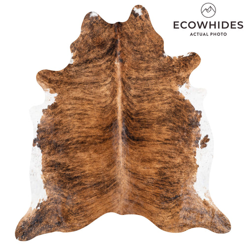 Brazilian Brindle White Belly Cowhide Rug Size 7'2" L x 6'8" W 8412