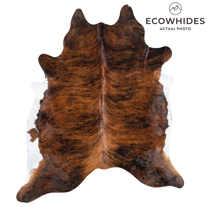 Brazilian Brindle White Belly Cowhide Rug Size 7'9" L x 6'9" W 8415