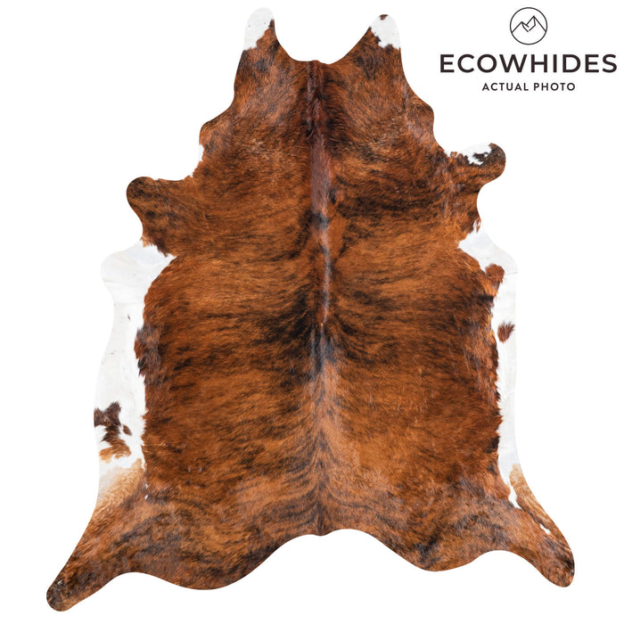 Brazilian Brindle White Belly Cowhide Rug Size 8'0" L x 6'11" W 8418