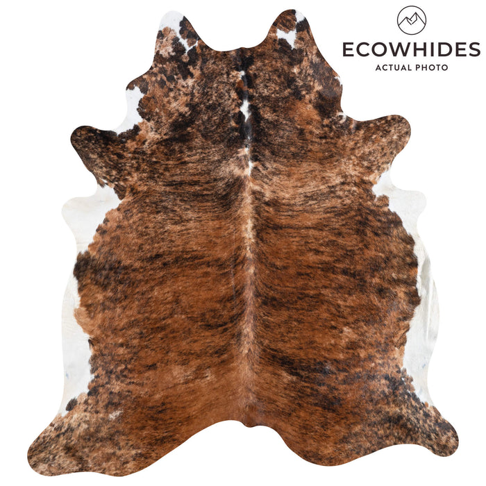 Brazilian Brindle White Belly Cowhide Rug Size 7'10" L x 7'0" W 8423