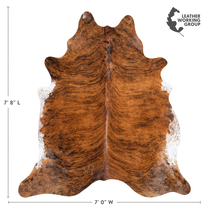 Brazilian Brindle White Belly Cowhide Rug Size 7'8" L x 7'0" W 8424