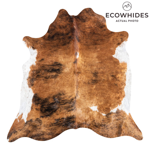 Brazilian Brindle White Belly Cowhide Rug Size 6'2" L x 6'2" W 8426