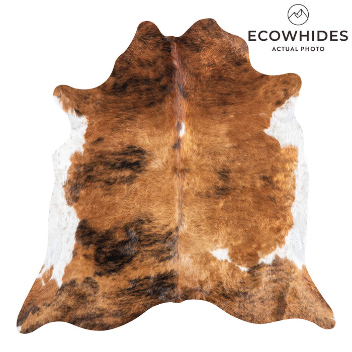 Brazilian Brindle White Belly Cowhide Rug Size 6'2" L x 6'2" W 8426