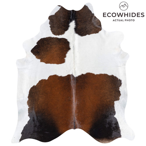 Brazilian Chocolate and White Cowhide Rug Size 7'5" L x 6'6" W 8427