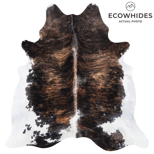 Brazilian Brindle White Belly Cowhide Rug Size 6'6" L x 6'3" W 8429