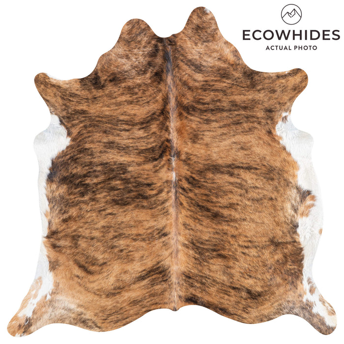 Brazilian Brindle White Belly Cowhide Rug Size 6'2" L x 6'1" W 8430