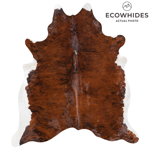 Brazilian Brindle White Belly Cowhide Rug Size 6'6" L x 5'9" W 8434