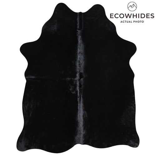Brazilian Solid Black Cowhide Rug Size 6'0" L x 4'10" W 8452