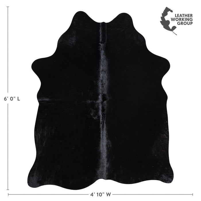 Brazilian Solid Black Cowhide Rug Size 6'0" L x 4'10" W 8452