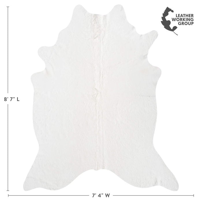 Brazilian White Cowhide Rug Size 8'7" L x 7'4" W 8500