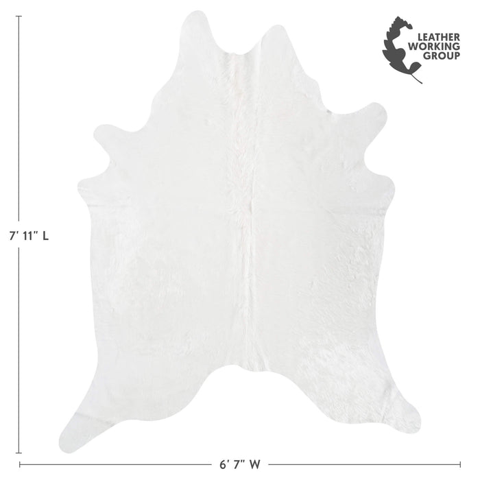 Brazilian White Cowhide Rug Size 7'11" L x 6'7" W 8507