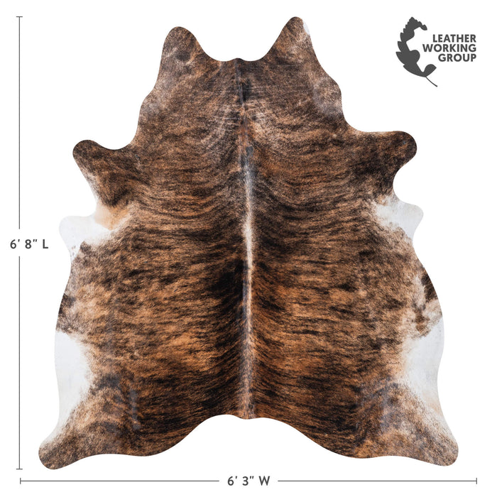 Brazilian Brindle Cowhide Rug Size 6'8" L x 6'3" W 8539