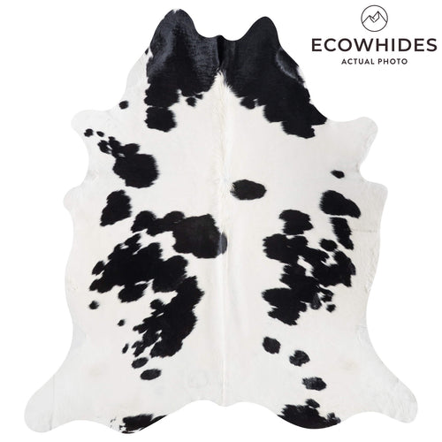 Brazilian Black and White Cowhide Rug Size 7'8" L x 7'1" W 8554