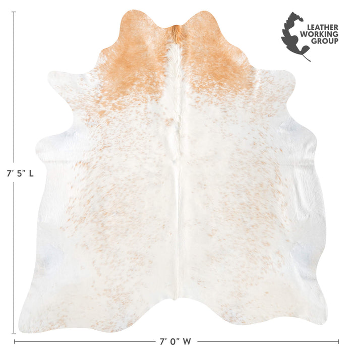 Brazilian Palomino and White Cowhide Rug Size 7'5" L x 7'0" W 8559