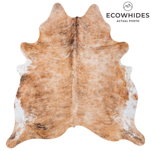 Brazilian Brindle White Belly Cowhide Rug Size 7'7" L x 7'2" W 8566
