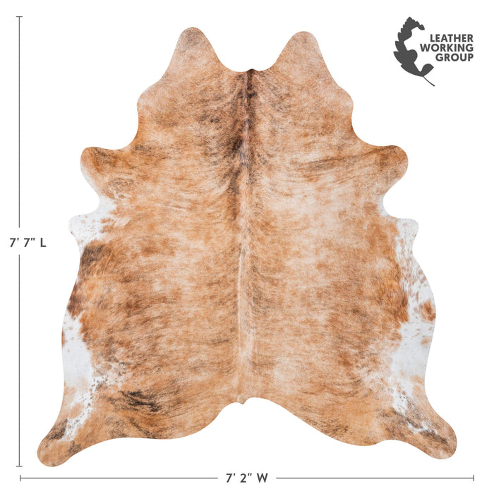 Brazilian Brindle White Belly Cowhide Rug Size 7'7" L x 7'2" W 8566