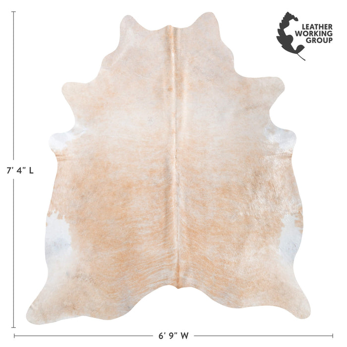 Brazilian Palomino and White Cowhide Rug Size 7'4" L x 6'9" W 8572