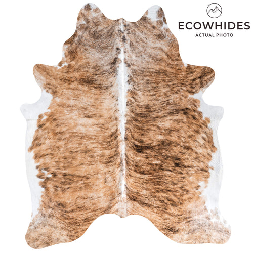 Brazilian Brindle White Belly Cowhide Rug Size 7'6" L x 6'4" W 8576