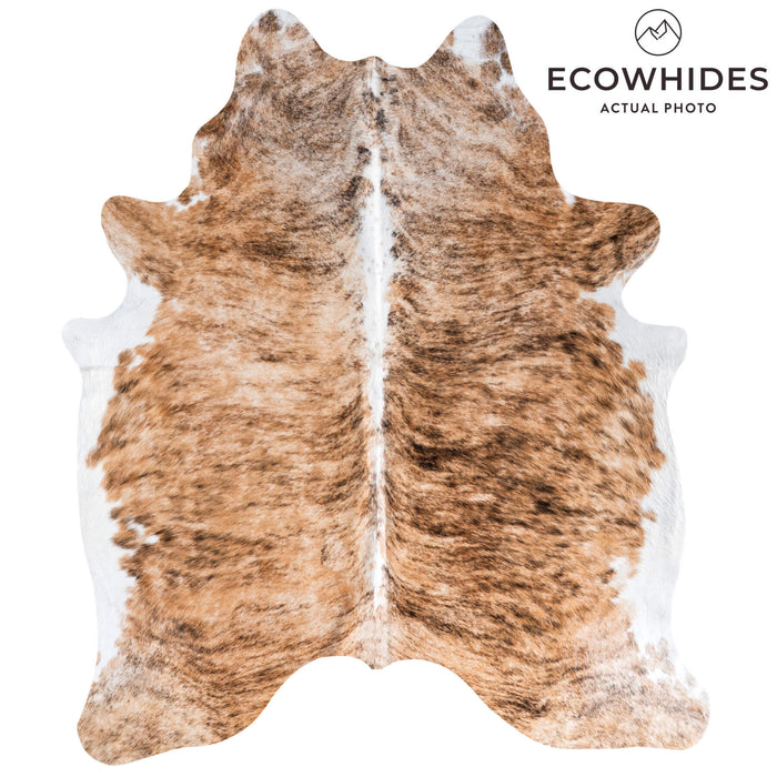 Brazilian Brindle White Belly Cowhide Rug Size 7'6" L x 6'4" W 8576
