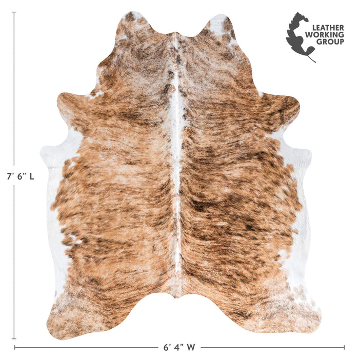 Brazilian Brindle White Belly Cowhide Rug Size 7'6" L x 6'4" W 8576